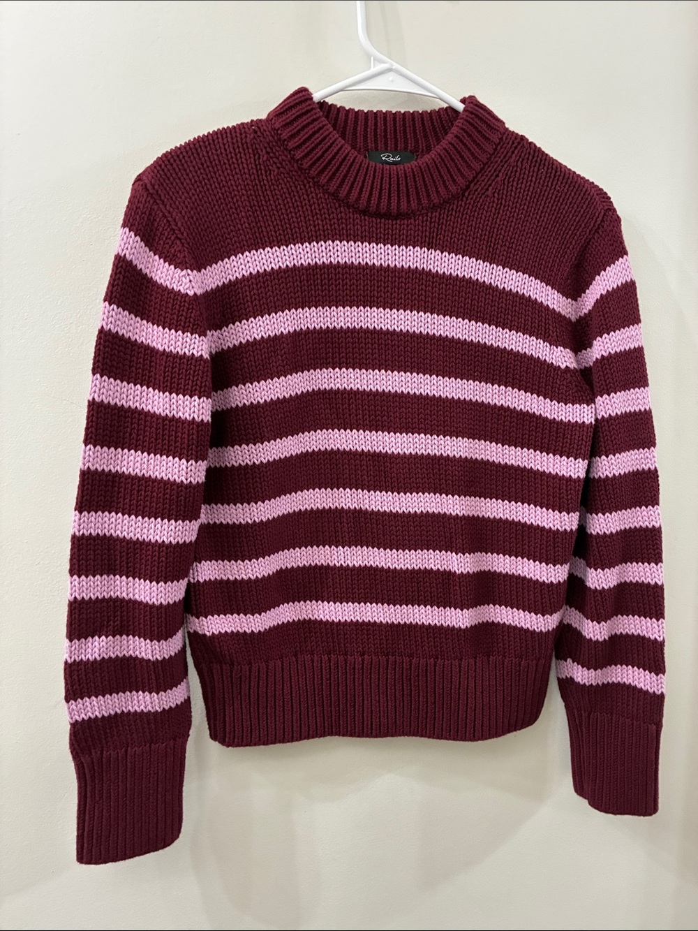 Rails Women's Burgundy and Pink Striped Knit Sweater - cotton blend - XXS